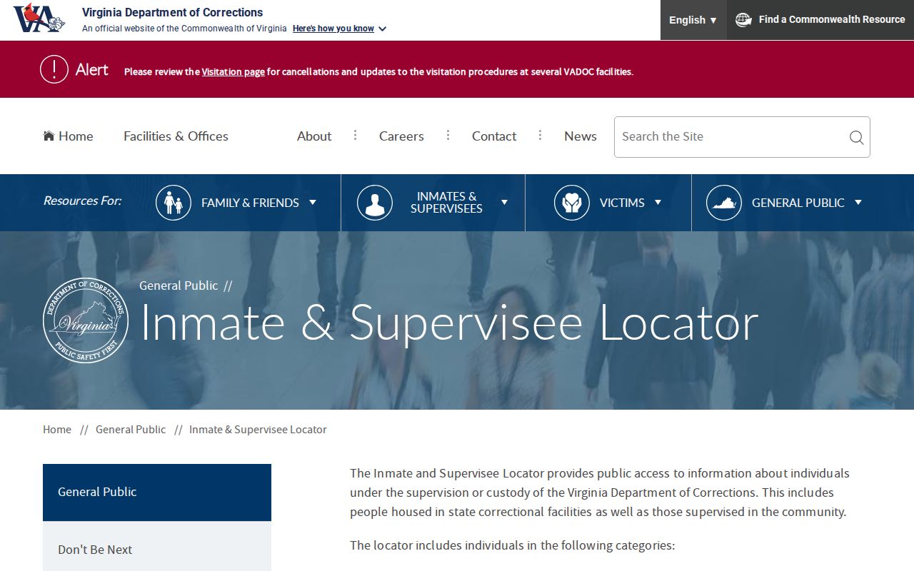 Roanoke City released inmate search through the VADOC locator
